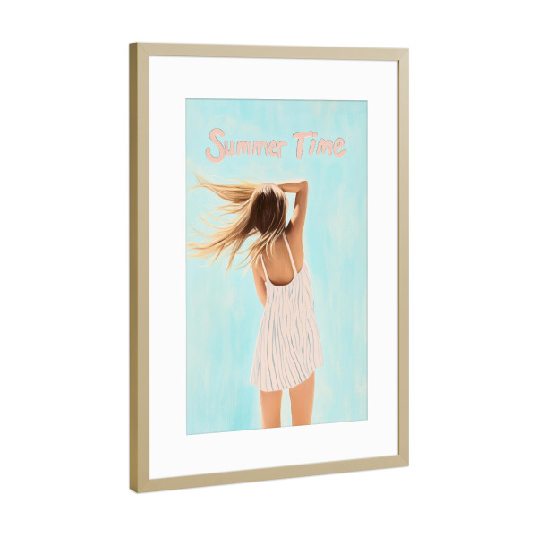 Poster mit Rahmen Gold "Sommer Urlaubsfeeling" artboxONE - Typografie,Menschen,Reise / Strand und Meer