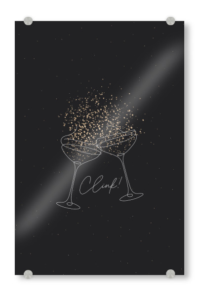 Acrylglasbild "Clink Glas Champagner schwarz" artboxONE - Essen & Trinken,Für Papa,Essen & Trinken / Alkohol