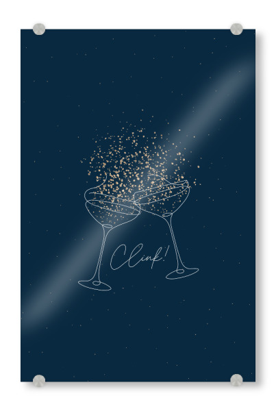 Acrylglasbild "Glas Champagner blau" artboxONE - Essen & Trinken,Für Mama,Für Papa,Essen & Trinken / Alkohol