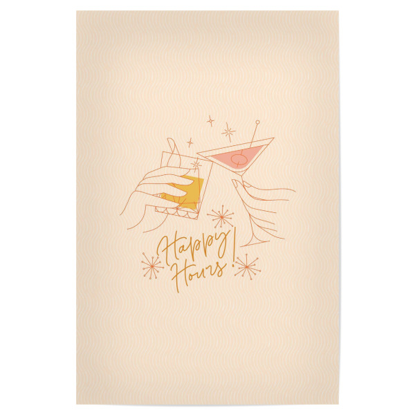 Poster "Happy Hours beige" artboxONE - Essen & Trinken,Essen & Trinken / Alkohol