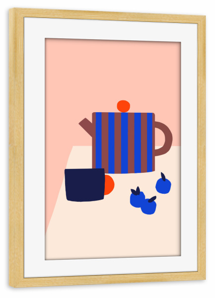 Poster mit Rahmen kiefer "Slow Living - Teekanne" artboxONE - Essen & Trinken,Essen & Trinken / Obst & Gemüse