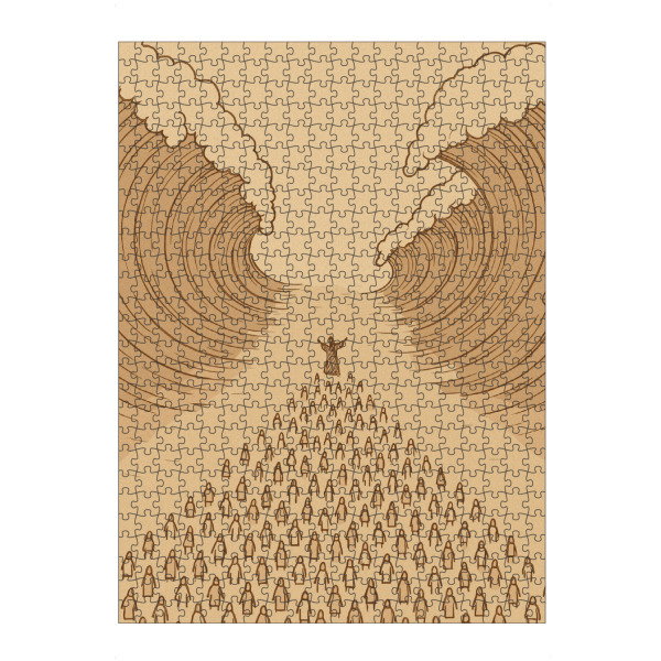 Puzzle Ravensburger "Sea parting" artboxONE - Fiktion - Meer,Wellen,Menge,Führer,Sepia,Pfad,Ozean,Bewegung,Biblisch,Reise - Bild meer