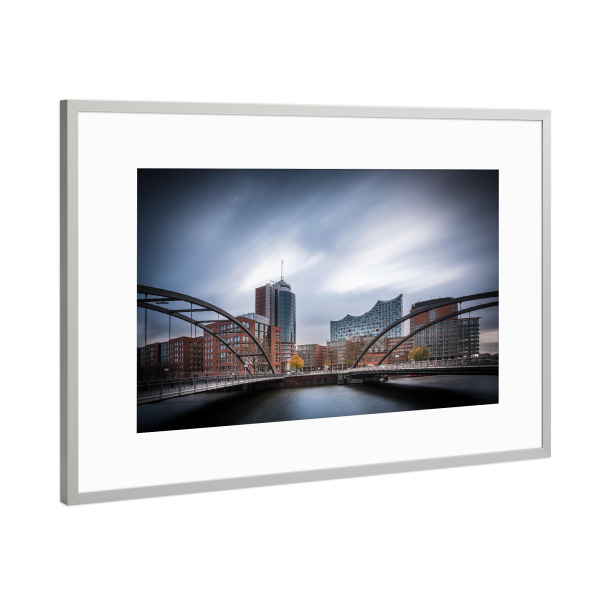 Poster mit Rahmen Silber "Hamburg Bridges" artboxONE - Städte,Städte / Hamburg,Architektur