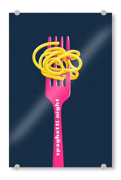 Acrylglasbild "Pink Spagetti Nacht" artboxONE - Typografie,Essen & Trinken,Geometrie