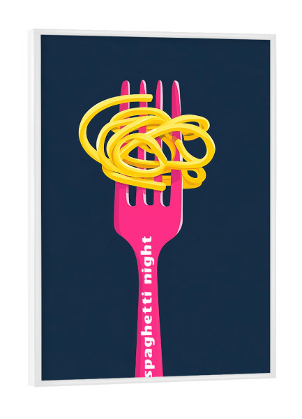 Poster mit weißem Rahmen "Pink Spagetti Nacht" artboxONE - Typografie,Essen & Trinken,Geometrie