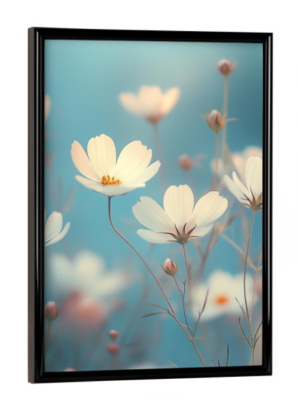 Poster mit schwarzem Rahmen "Weiße Blümchen Romantik" artboxONE - Natur,Floral