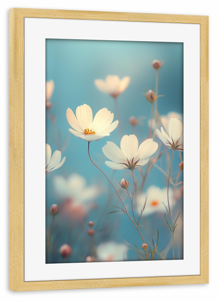 Poster mit Rahmen kiefer "Weiße Blümchen Romantik" artboxONE - Natur,Floral
