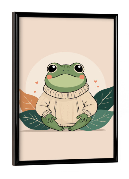 Poster mit schwarzem Rahmen "Pulloversaison" artboxONE - Tiere