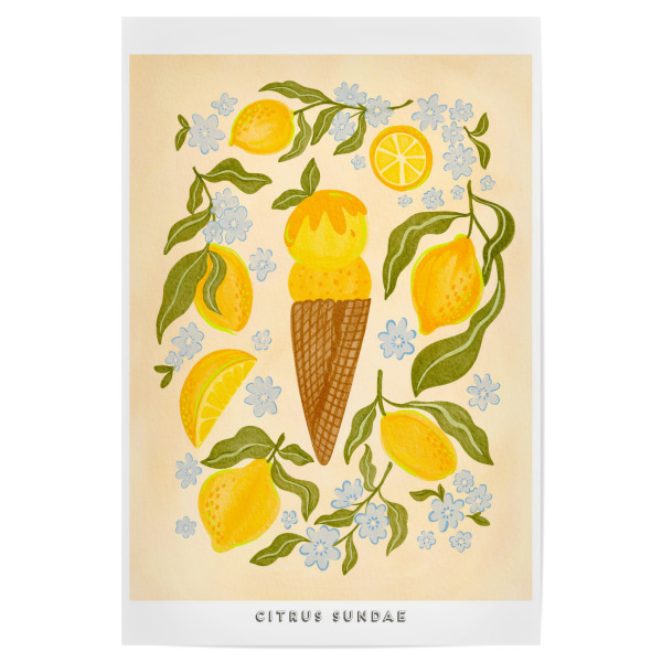 Poster 30x20 cm "Citrus and florals" artboxONE - Floral,Essen & Trinken,Essen & Trinken / Obst & Gemüse