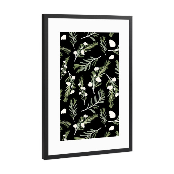 Poster mit Rahmen Schwarz (Metallic) "Dark Mode, But Make It Floral" artboxONE - Natur