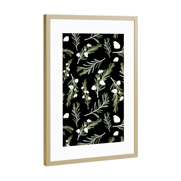 Poster mit Rahmen Gold "Dark Mode, But Make It Floral" artboxONE - Natur