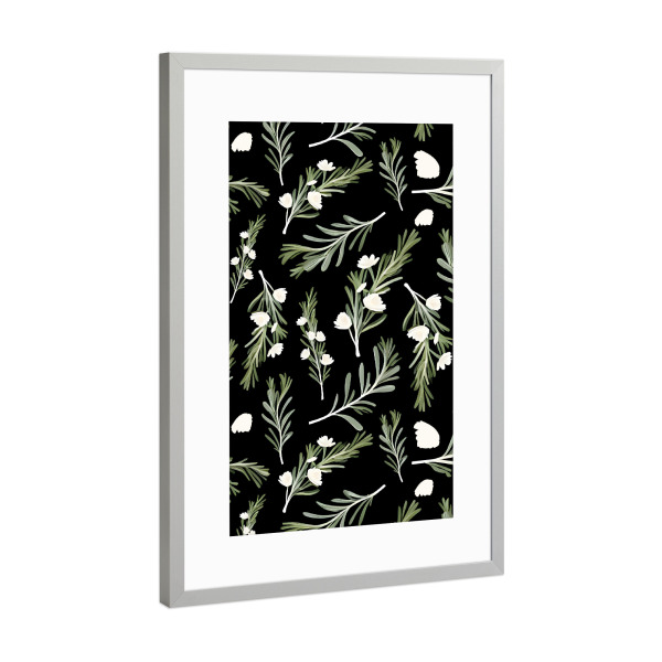 Poster mit Rahmen Silber "Dark Mode, But Make It Floral" artboxONE - Natur
