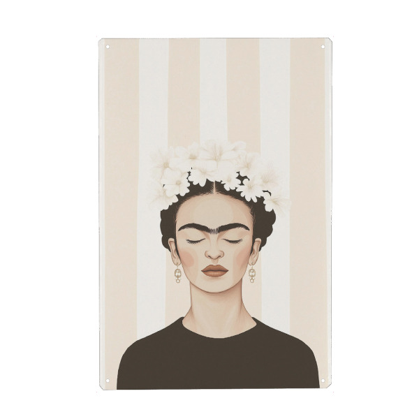 Holzbild "Streifenkunst mit Frida" artboxONE - Floral,Menschen,Geometrie