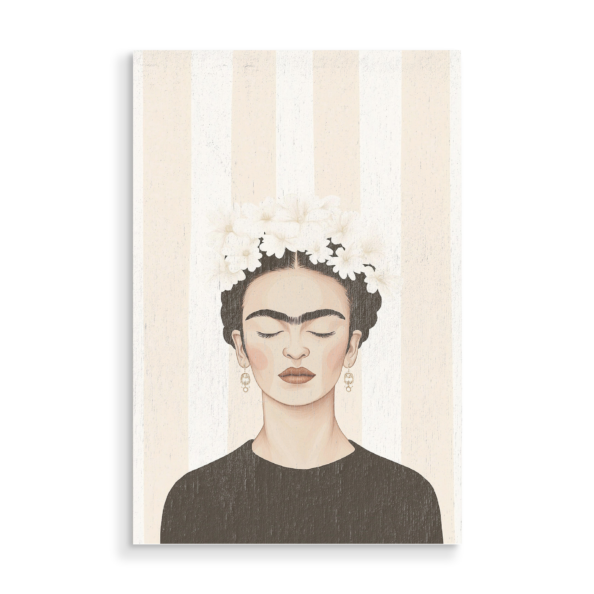 Holzbild "Streifenkunst mit Frida" artboxONE - Floral,Menschen,Geometrie