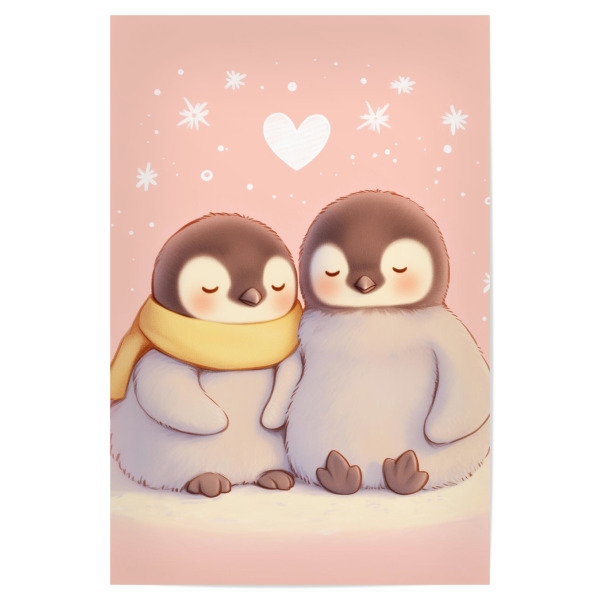 Poster 30x20 cm "Romantische Pinguine mit Herz" artboxONE - Für Kinder,Tiere,Liebe