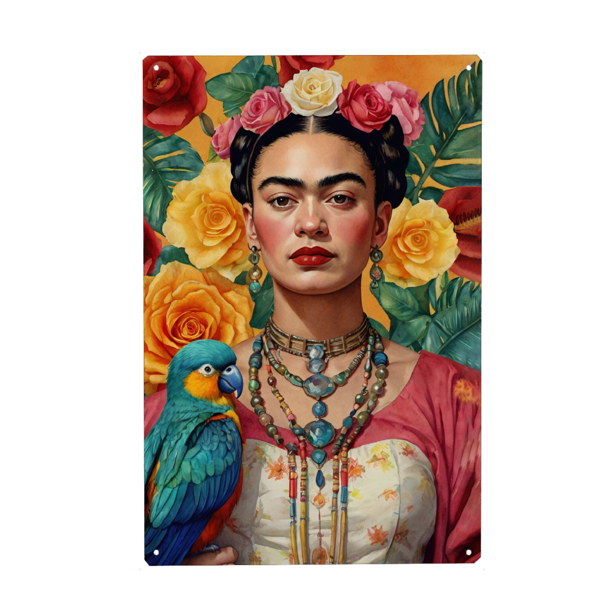 Metall Poster "Frida Kahlo mit Blumen" artboxONE - Abstrakt