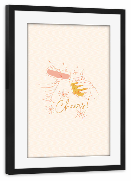 Poster mit Rahmen schwarz "Anstoßen Prost beige" artboxONE - Essen & Trinken,Für Mama,Für Papa,Essen & Trinken / Alkohol