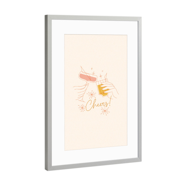 Poster mit Rahmen Silber "Anstoßen Prost beige" artboxONE - Essen & Trinken,Für Mama,Für Papa,Essen & Trinken / Alkohol