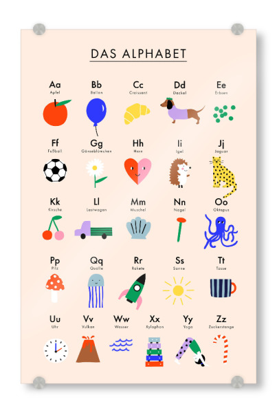 Acrylglasbild "ABC Alphabet" artboxONE - Typografie,Für Kinder