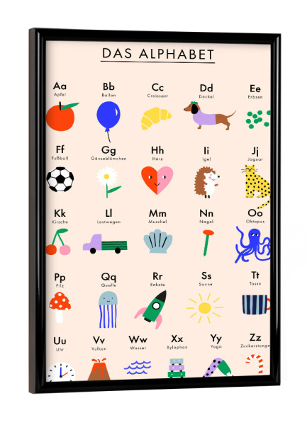 Poster mit schwarzem Rahmen "ABC Alphabet" artboxONE - Typografie,Für Kinder