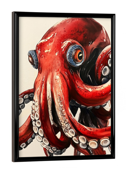 Poster mit schwarzem Rahmen "Rote Oktopusleben a" artboxONE - Tiere - Oktopus,Tier,Meer,Ozean,Grafik
