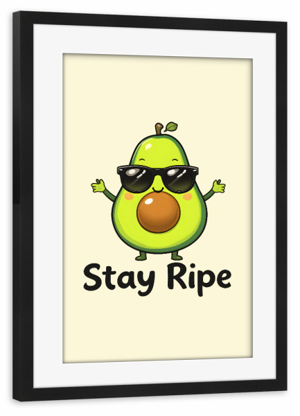 Poster mit Rahmen schwarz "Bleib reif" artboxONE - Typografie,Essen & Trinken / Obst & Gemüse