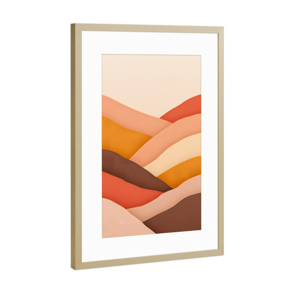 Poster mit Rahmen Gold "Erdige Wellen der Ruhe" artboxONE - Natur