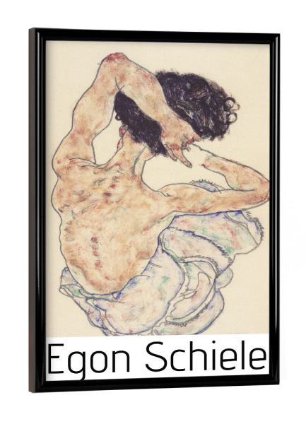 Poster mit schwarzem Rahmen "Egon Schiele sitzend nackt" artboxONE - Abstrakt