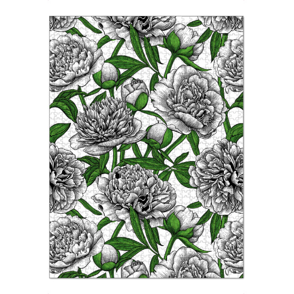 Puzzle Ravensburger "Weißer Pfingstrosengarten" artboxONE - Floral