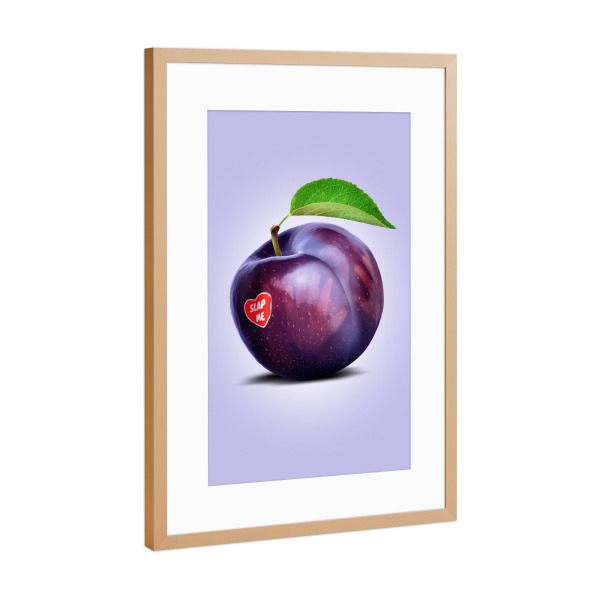 Poster mit Rahmen Kupfer "Schlagen Sie mich" artboxONE - Essen & Trinken,Lustig - Obst,Lustig,Humor,Popkunst,Moderne kunst,Zeitgenössische kunst