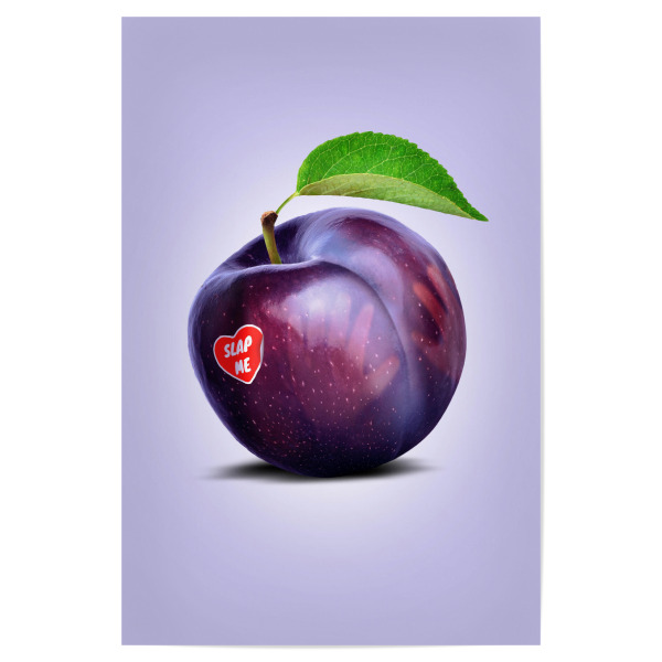 Poster 30x20 cm "Schlagen Sie mich" artboxONE - Essen & Trinken,Lustig - Obst,Lustig,Humor,Popkunst,Moderne kunst,Zeitgenössische kunst