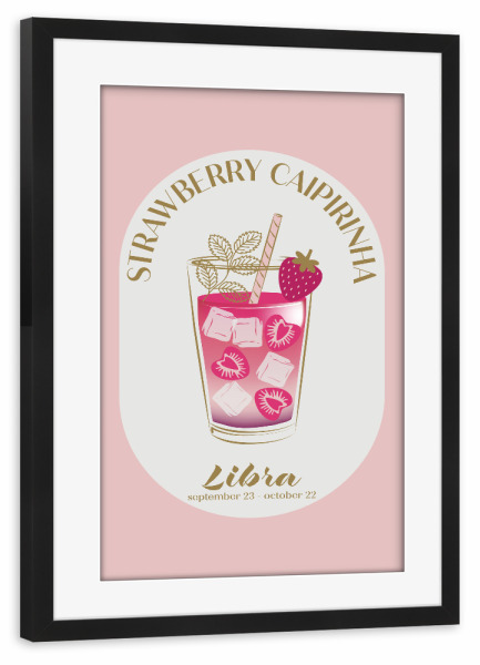 Poster mit Rahmen schwarz "Caipirinha Cocktail Zodiac Sign" artboxONE - Essen & Trinken,Essen & Trinken / Alkohol