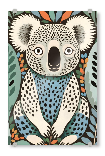 Acrylglasbild "Koala entdeckt" artboxONE - Für Kinder,Tiere - Niedlich,Tiere,Skurril,Schrullig,Koala,Exotisch,Wild lebt,Wald,Australien,Farbenfroh