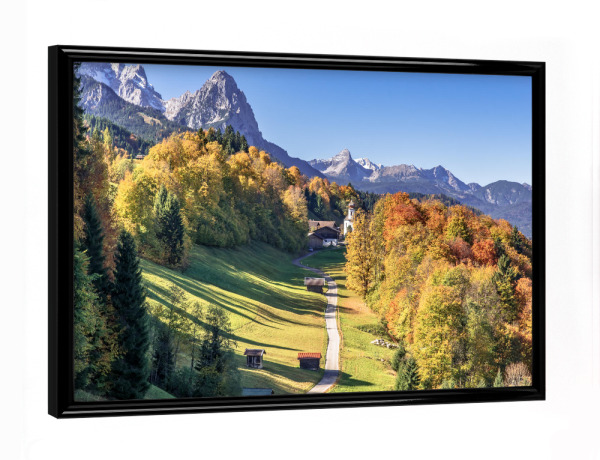 Poster mit schwarzem Rahmen "Herbst in Wamberg Oberbayern" artboxONE - Natur,Reise,Reise / Länder