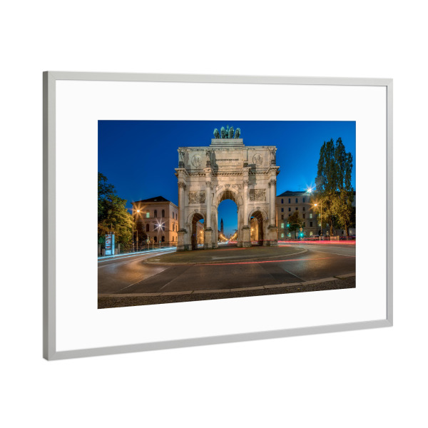 Poster mit Rahmen Silber "Sonnenuntergang über München" artboxONE - Städte / München,Reise,Architektur,Reise / Länder