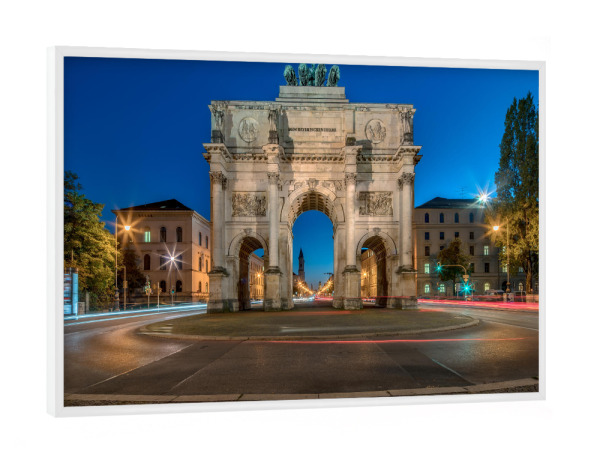 Poster mit weißem Rahmen "Sonnenuntergang über München" artboxONE - Städte / München,Reise,Architektur,Reise / Länder