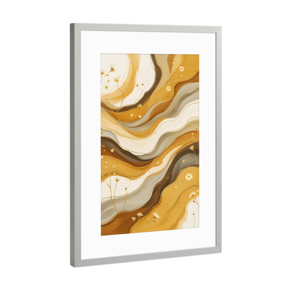 Poster mit Rahmen Silber "Goldene Brise" artboxONE - Abstrakt
