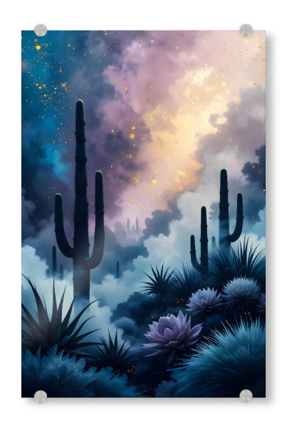 Acrylglasbild "Kaktus unter Sternen" artboxONE - Natur