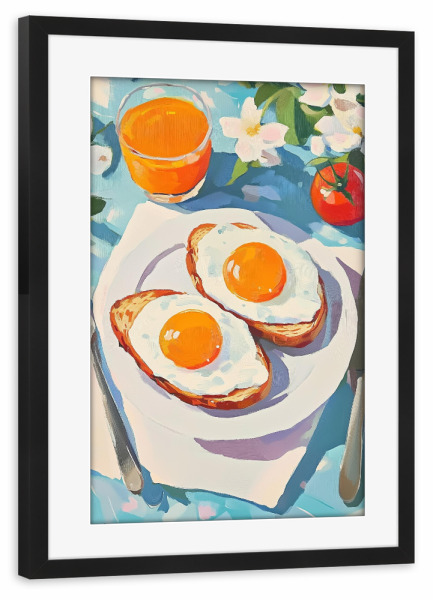 Poster mit Rahmen schwarz "Frühstücksgebratene Eier" artboxONE - Essen & Trinken