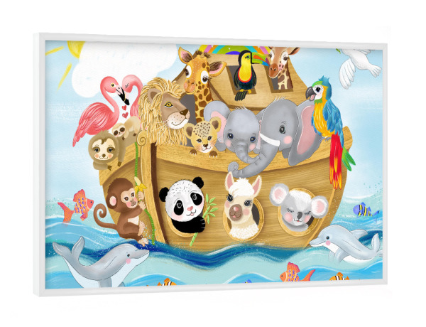 Poster mit weißem Rahmen "Arche Noah mit süßen Tieren" artboxONE - Für Kinder,Tiere