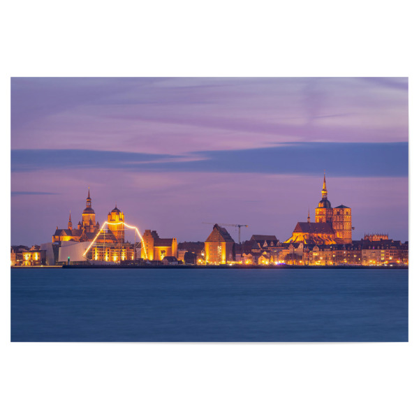 Poster 30x20 cm "Stralsund am Abend" artboxONE - Städte - Stralsund,Mecklenburg-vorpommern,Deutschland,Rügen,Altefähr,Hansestadt,Sund,Abenddämmerung