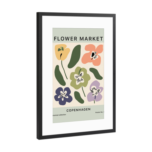Poster mit Rahmen Schwarz (Metallic) "Flower Market Copenhagen" artboxONE - Floral,Abstrakt