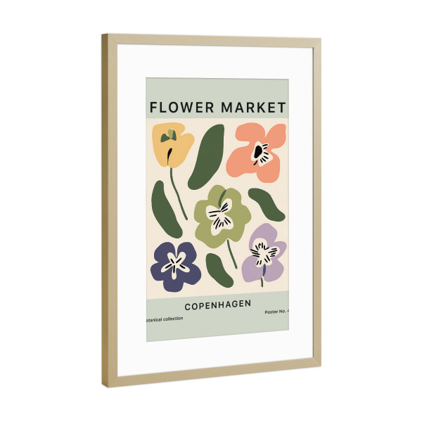 Poster mit Rahmen Gold "Flower Market Copenhagen" artboxONE - Floral,Abstrakt