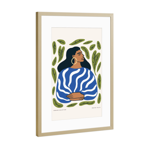 Poster mit Rahmen Gold "Feminine Harmony" artboxONE - Floral,Abstrakt,Menschen