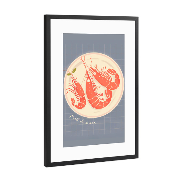 Poster mit Rahmen Schwarz (Metallic) "Frutti di Mare Illustration" artboxONE - Essen & Trinken,Abstrakt
