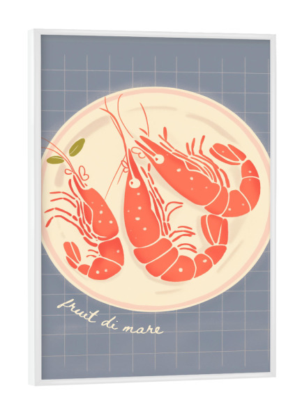 Poster mit weißem Rahmen "Frutti di Mare Illustration" artboxONE - Essen & Trinken,Abstrakt