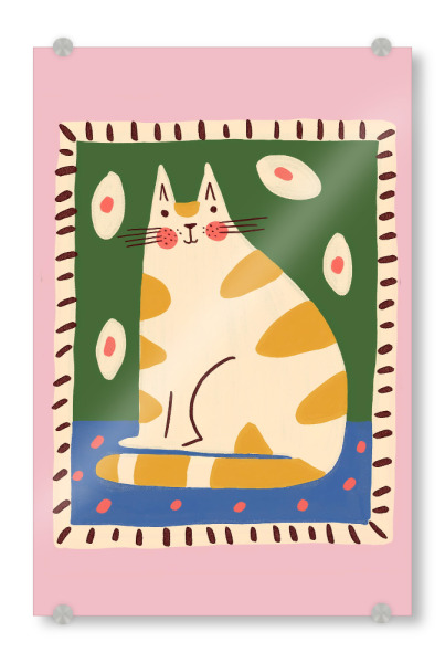 Acrylglasbild "Bunte Katze mit Muster" artboxONE - Tiere,Abstrakt