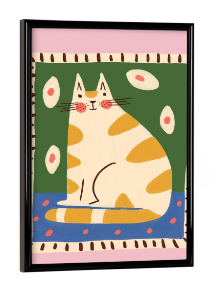 Poster mit schwarzem Rahmen "Bunte Katze mit Muster" artboxONE - Tiere,Abstrakt
