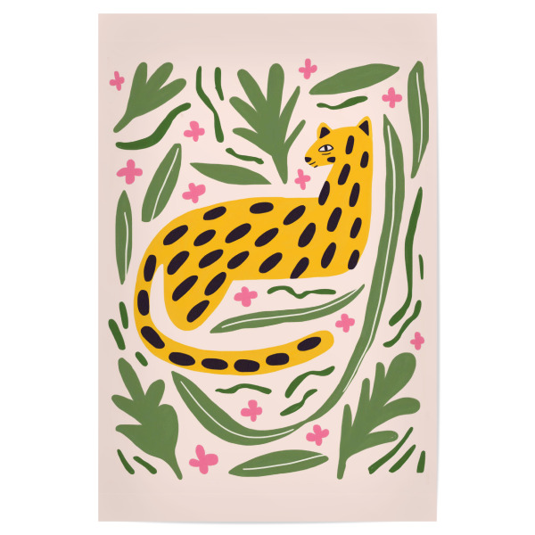 Poster 30x20 cm "Leopard im tropischen Design" artboxONE - Natur,Floral,Tiere