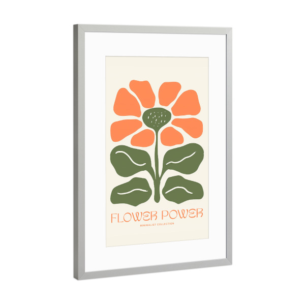 Poster mit Rahmen Silber "Flower Power Minimalismus" artboxONE - Floral,Abstrakt